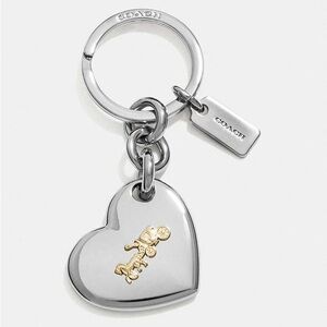 Coach Horse And Carriage Metallic Heart Bag Charm Keychain